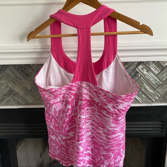 IIDEOLOGY Pink/White RACERBACK Athletic TANK Top L - Picture 3 of 4